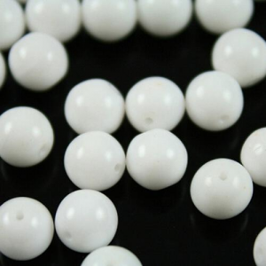 Perla tondino 10 mm bianco coprente in pasta di vetro Murano, foro passante