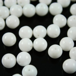 Perla tondino 8 mm bianco coprente in pasta di vetro Murano, foro passante