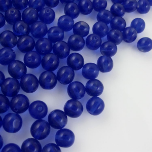 Perla tondino 8 mm blue cobalto  in vetro veneziano, foro passante