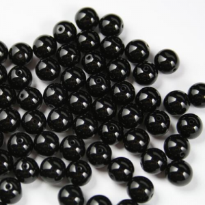 Perla tondino 8 mm nero lucido in pasta di vetro Murano, foro passante