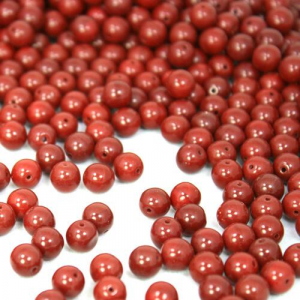 Perla tondino 8mm rosso coprente in pasta di vetro Murano, foro passante