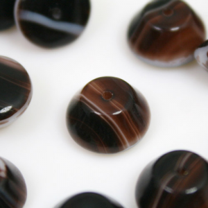 Perla tronco di cono in pasta di vetro screziata bianca e marrone, 11 mm