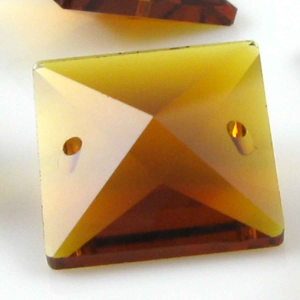 Quadruccio 22 mm ambra caldo cristallo vetro sfaccettato 2 fori