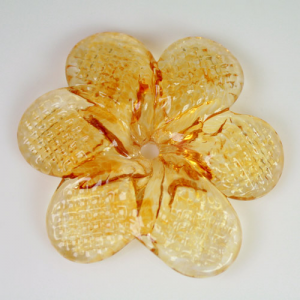 Rosellina a fiore in vetro di Murano colore ambra chiaro fatto a mano Ø50 mm con foro centrale
