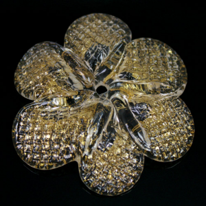 Rosellina a fiore in vetro di Murano colore oro zecchino su cristallo fatto a mano Ø50 mm con foro centrale