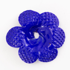 Rosellina a fiore in vetro di Murano colore pasta blu cobalto fatto a mano Ø50 mm con foro centrale