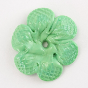 Rosellina a fiore in vetro di Murano colore pasta verde fatto a mano Ø50 mm con foro centrale