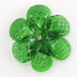 Rosellina a fiore in vetro di Murano colore verde fatto a mano Ø50 mm con foro centrale