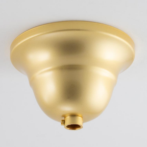 Rosone copri cavi per lampadari, metallo finitura oro laccato Ø9 cm, con collarino.