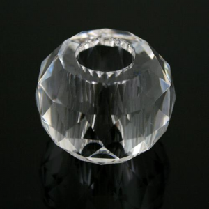 Sfera strass cristallo molato e sfaccettato colore puro Ø 40 mm, h 30 mm, foro Ø 17 mm, doppio foro