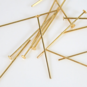 Spillo a chiodo bagno oro 30 mm per cristalli e perle filo 0,7 mm