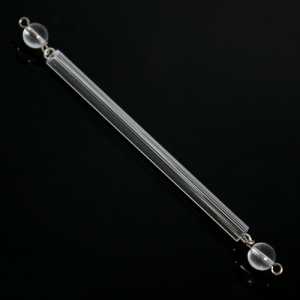 Strenna decorativa con cannetta in vetro cristallo con perle, lunghezza 8 cm, Ø 6  mm.
