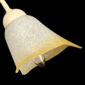 Tazza calla paralume ricambio lampadario vetro bianco effetto scavo sfumato ambra. Foro Ø30 mm