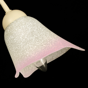 Tazza calla paralume ricambio lampadario vetro bianco effetto scavo sfumato rosa. Foro Ø30 mm