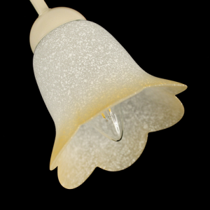 Tazza campanula 6 punte tonde paralume ricambio lampadario vetro effetto scavo sfumato bianco ambra. Foro Ø 3 cm