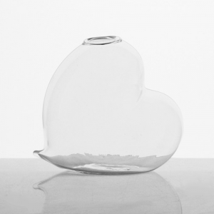 Vaso a cuore 10 cm vetro soffiato cristallo trasparente, porta essenza, monofiore.