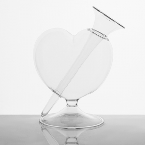 Vaso a forma di cuore 20 cm con boccetta per fiori in cristallo trasparente. Vaso decorativo, centrotavola, vaso per fiori