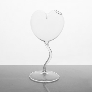Vaso di vetro cristallo trasparente a cuore 19 cm vetro soffiato cristallo trasparente. Porta fiore, porta essenze, centrotavola