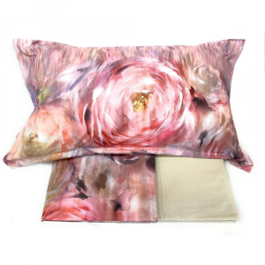 Cuscino decorativo Rose con federa in jacquard misto seta