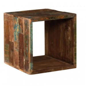 Farm Vuoto - Cubo componibile portaoggetti in legno massello riciclato, colore naturale invecchiato in stile vintage, dimensione: cm 40 x 36 x 40 h