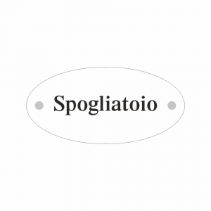 Cartello in plexiglass Plexline ellisse con scritta Spogliatoio