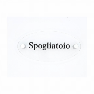 Cartello in plexiglass Plexline ellisse con scritta Spogliatoio