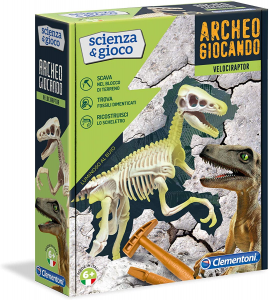 Clementoni - Scienza & Gioco Archeogiocando Velociraptor Luminoso al Buio