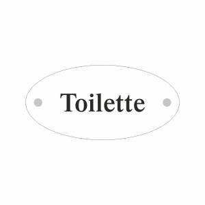 Cartello in plexiglass Plexline ellisse con scritta Toilette