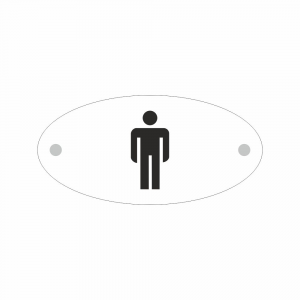 Cartello in plexiglass Plexline ellisse con simbolo toilette