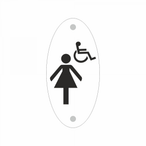 Cartello in plexiglass Plexline ellisse con simbolo Toilette