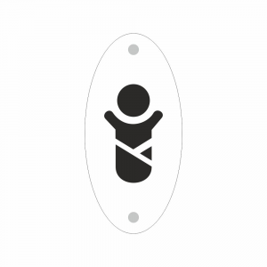 Cartello in plexiglass Plexline ellisse con simbolo Toilette