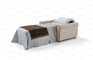 Composizione divano letto matrimoniale 3 posti e poltrona letto a ribalta in tessuto antimacchia, materasso e rete elettro-saldata - Mod. FIRENZE 