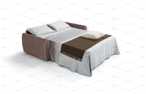 Mod. TORINO - Composizione divano letto matrimoniale 3 posti e poltrona letto a ribalta in tessuto antimacchia e rete elettro-saldata