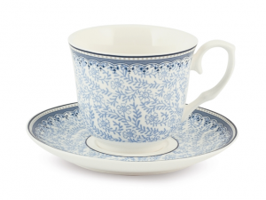 H&H 2 tazze tè in porcellana bianca e blu