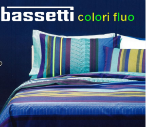 Bassetti Set Lenzuola matrimoniali Relief B1 completo righe fluo blu cotone