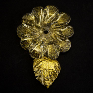 Rosellina a fiore con 10 petali in vetro di Murano oro fatto a mano Ø60 mm con foro centrale