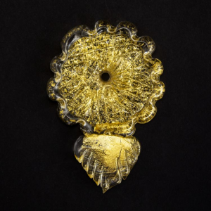 Rosellina a fiore con 12 petali in vetro di Murano oro fatto a mano Ø55 mm con foro centrale