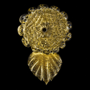 Rosellina a fiore con 15 petali in vetro di Murano oro fatto a mano Ø65 mm con foro centrale