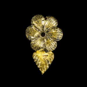 Rosellina a fiore con 6 petali in vetro di Murano oro fatto a mano Ø45 mm con foro centrale