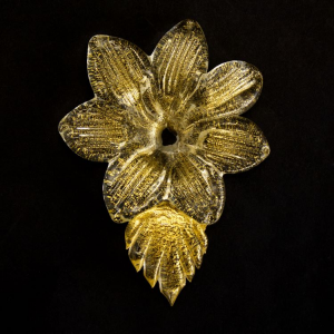 Rosellina a fiore con 7 petali in vetro di Murano oro fatto a mano Ø65 mm con foro centrale