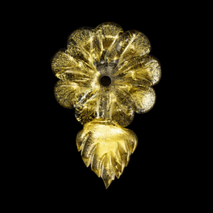 Rosellina a fiore con 9 petali in vetro di Murano oro fatto a mano Ø45 mm con foro centrale