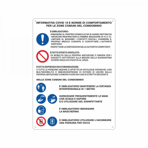 Cartello Segnaletica Informativa Covid19 per le zone comuni dei Condomini