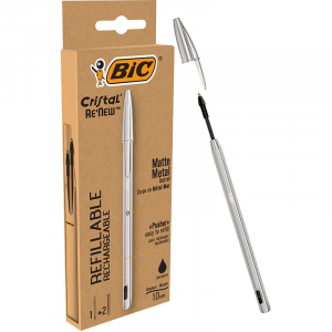 Penna Bic Re new refillable Nera set pack (penna+2 refil)