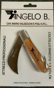 Coltello per Innesto 1/2 volta Angelo Bergamasco-Lama in Inox e manico in legno