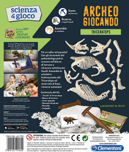 Clementoni - Scienza & Gioco Archeogiocando Triceratopo Luminoso al Buio