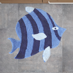 Badematte FISH blau 60x60 cm reine Baumwolle Meereslinie DORY