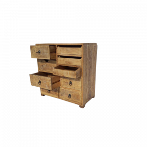 Mobiletto con cassetti in legno di mango con finitura antichizzata brown wash #1069IN575