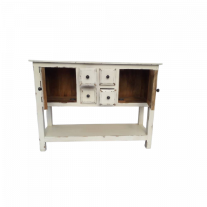 Consolle / credenza con 2 ante e 4 cassetti in legno di sheesham indiano bianco antique #1100IN850