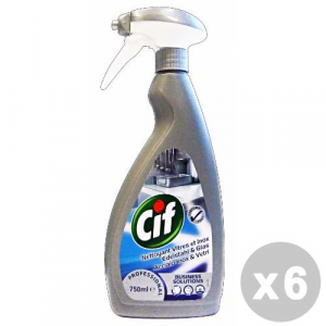 CIF Set 6 CIF Detergente acciaio inox & vetri trigger 750 ml. Professionale