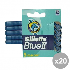 GILLETTE Set 20 Blue Ii Slalom R&G X 5 Pezzi Prodotti Per Rasatura